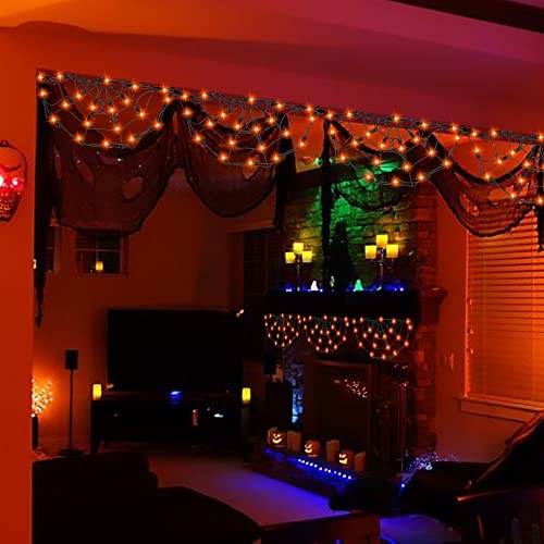 4.2FT Connectable  60 LED Halloween Spider Web String Lights Decoration