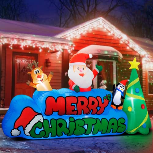 9 FT Merry Christmas Inflatables Decorations w/ LED Lights,