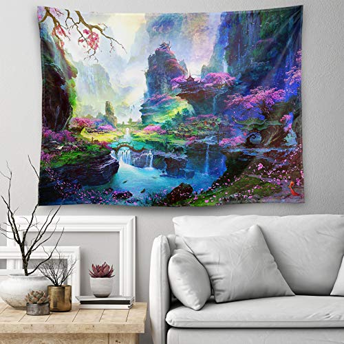 Wall Tapestry for Home  Decoration- Fairy Tale Forest- Butterfly- Tie Dye- 80x60 inches