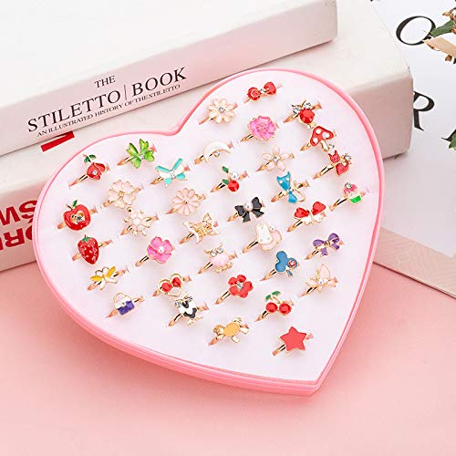 36pcs Little Girl Adjustable Rings in Box