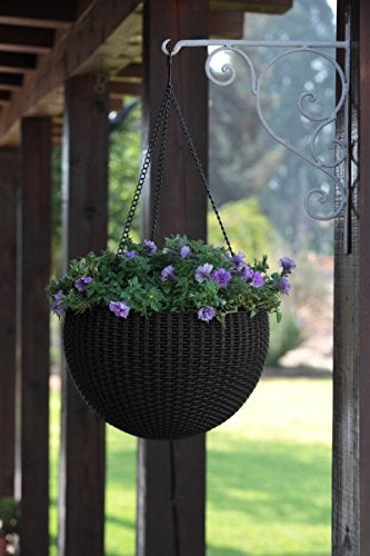 Rattan Set of 2 Round Hanging Planter Baskets for Plants