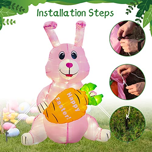 4FT Easter Inflatable Bunny w/ Build-in 150 LEDs