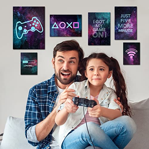 6 Set Framed Canvas Video Game Theme Wall Art Decor