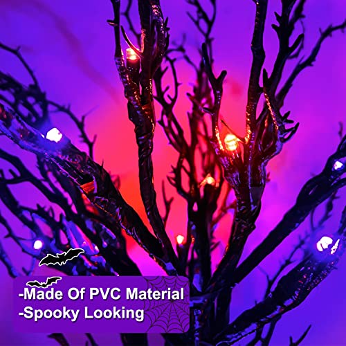 2 Pack 24" Orange Purple Halloween Lighted Tree Decorations w/ Timer