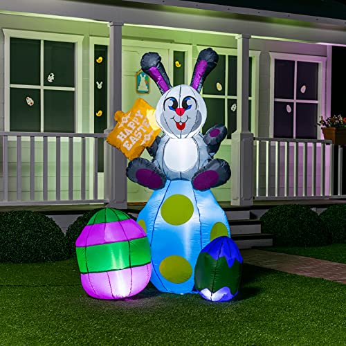 6 ft Tall Easter Bunny & Eggs w/ Build-in LEDs