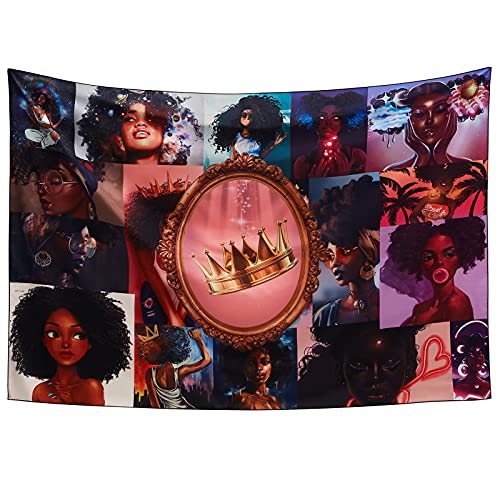 Afro American Beautiful Ladies Wall Art Home Decor Art Tapestry 60*40 Inch