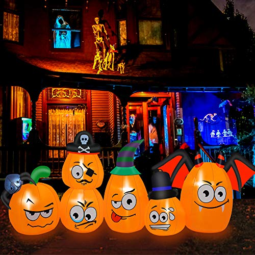 8 Ft  Halloween Inflatable Decorations Pumpkin Family w/ LEDs