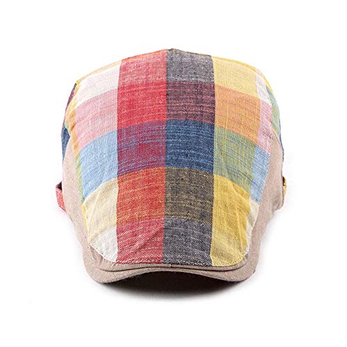 Men Adjustable Colorful Striped Plaid Ivy Newsboy Cabbie Gatsby Cotton Caps