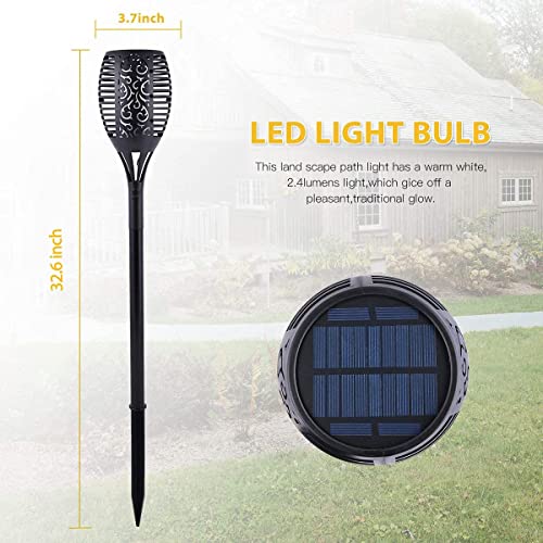 Solar Tiki Torch Lights with Flickering Flames Outdoor, Waterproof Landscape Flame Lights with Auto On/Off