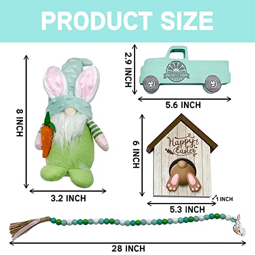 Easter Tiered Tray Decor Bundle - Happy Easter Sign - Bunny Plush Gnome Decor