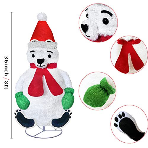 Christmas Plush Polar Bear w/ 45LEDs - Plug-in Power Supply