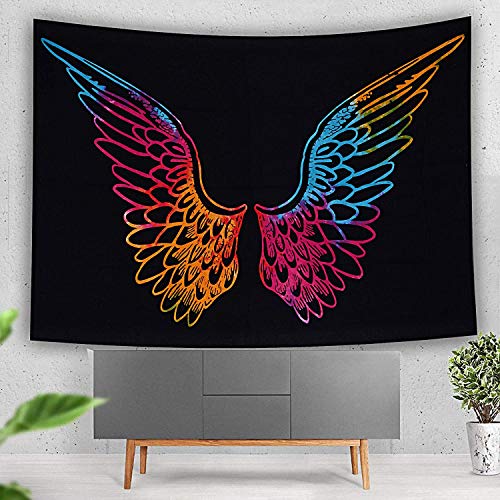 Tie Dye Mandala Angel Wings Hippie Boho Indian Tapestry Decorations  (55x85 Inches)