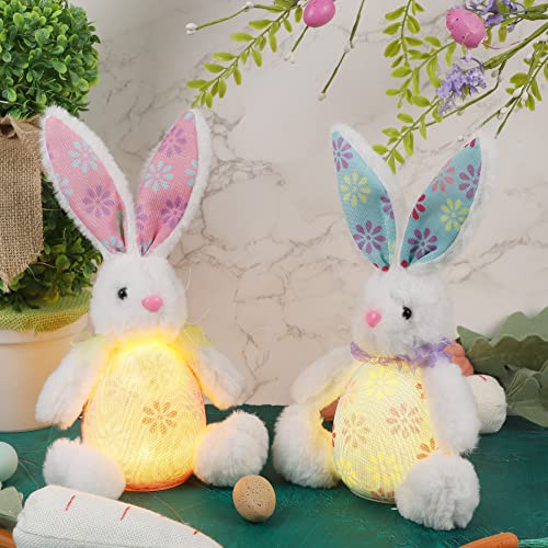 Set of 2 Lighted Easter  Bunny Figurine