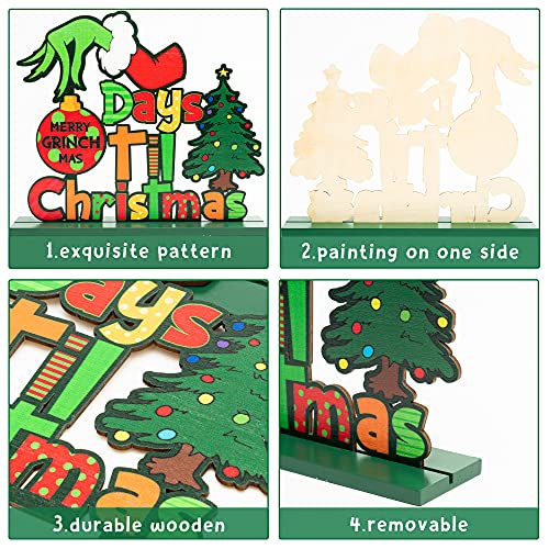 3 Pcs Green Grinch Christmas Monster Wooden Table Decorations