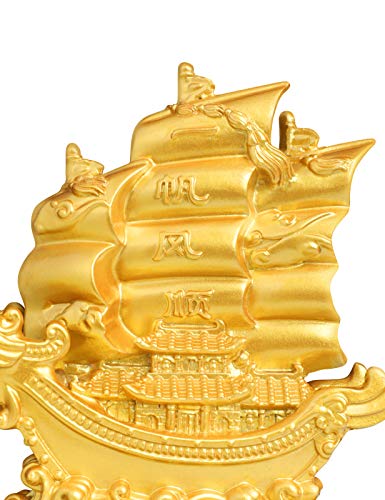 Sailing Wealth Ship Feng Shui Decorative Gold Sailing Boat Décor for Fortune