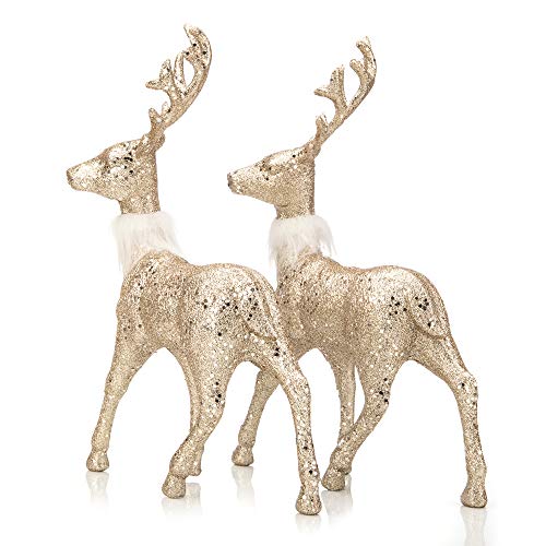 2 Pcs Glitter Reindeer Christmas Decoration