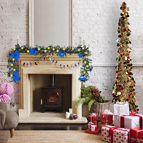 Artificial Christmas Garland Lights w/ 30 LED Battery Operated