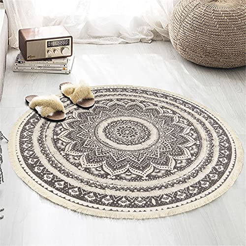 Boho Mandala Runner & Area Rug, Black and Cream