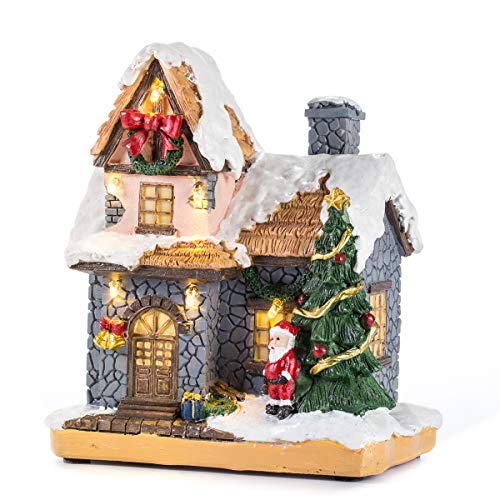 6" Resin Christmas Scene Village w/  Warm White LED