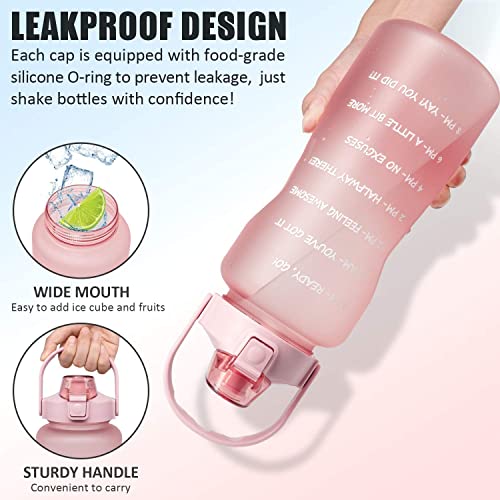 Half Gallon Motivational Water Bottle w/ Sleeve & Strap 64 OZ