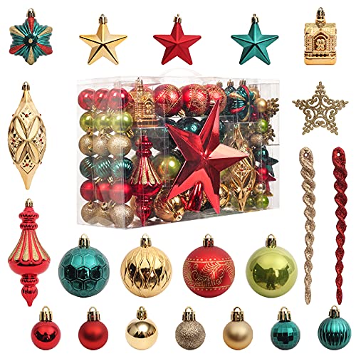 108 Pcs Shatterproof Christmas Tree Ornaments Set