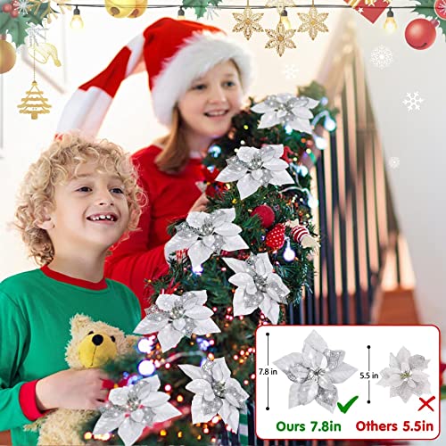20 Packs Poinsettia Artificial Flowers for Christmas Tree Decoration