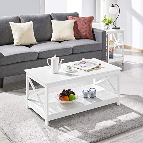 2-Tier Coffee Table w/ Storage Shelf