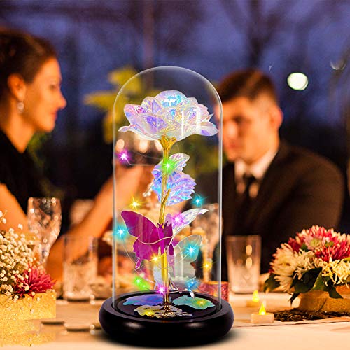 Love Flower Galaxy Rose w/ Led Decoration in Glass Dome for Valentines Gift