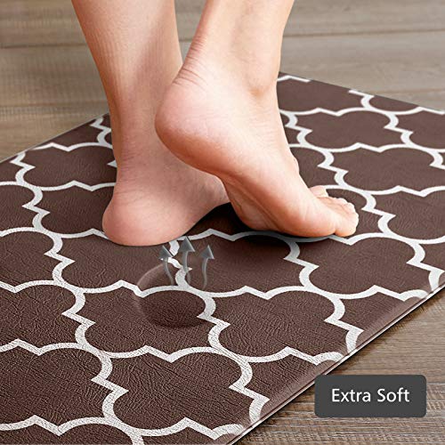 [2 PCS] Cushioned Anti-Fatigue Kitchen Rug, Waterproof Non-Slip