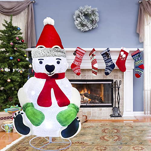 Christmas Plush Polar Bear w/ 45LEDs - Plug-in Power Supply