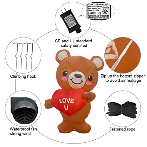 Valentine's Day Inflatable 4FT Love U Bear w/ Built-in LEDs