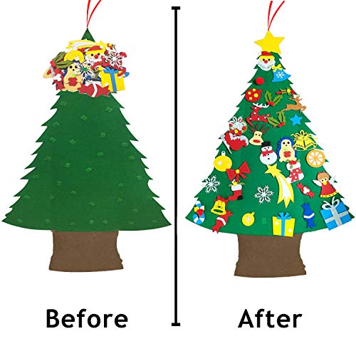 4 Ft Tall Christmas Tree Set with 34 Pcs Ornaments for Toddler Children, Christmas Crafts Gifts Kids Party Supplies