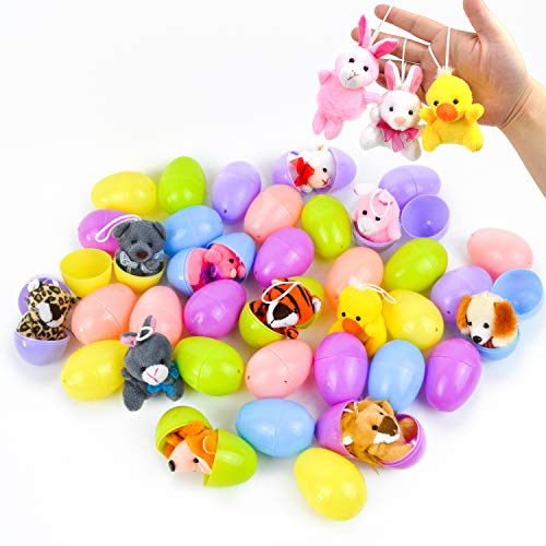 36 Pcs Pre-Filled Easter Eggs Filled w/ Plush Animal Toys