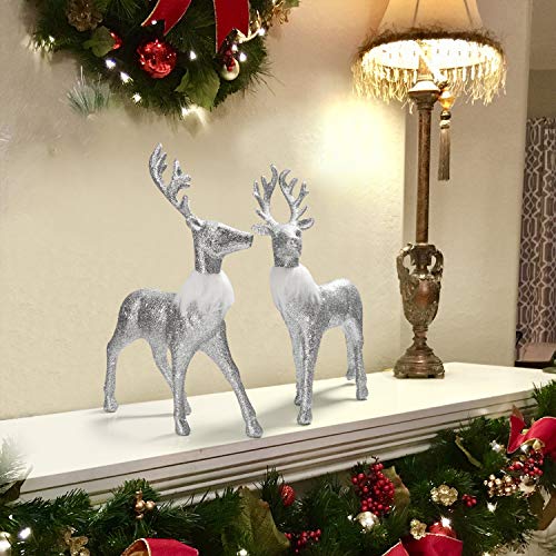 2 Pcs Glitter Reindeer Christmas Decoration