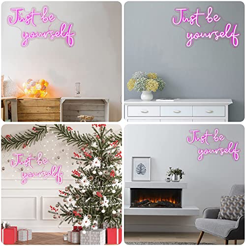 Just Be Yourself Neon Signs for Wall Decor, Powered by USB- Light Pink