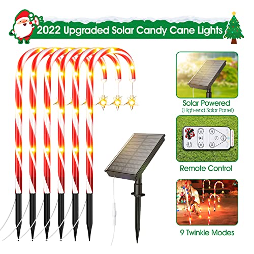 12 Pack Solar Candy Cane Lights Christmas Decoration