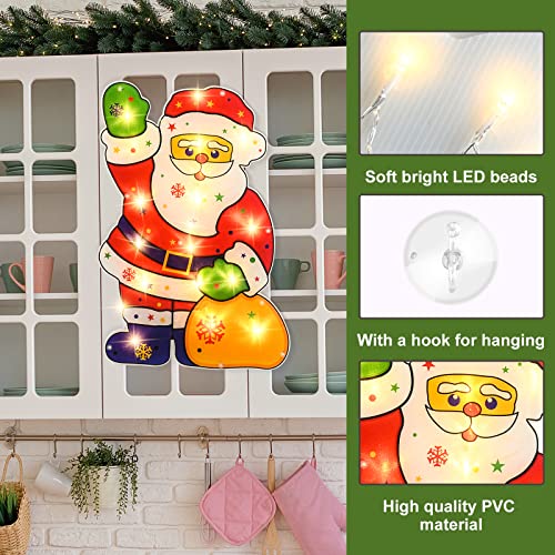 17 Inch Lighted Window Silhouette Santa Claus w/ Gift Bag Christmas Decoration