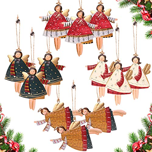 12 Pcs Dancing Angels Tin Christmas Tree Ornaments