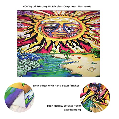 Trippy Burning Sun Tapestry Hippie Sublime Ocean Wave Wall Decor