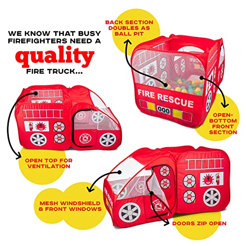 Fire Truck Tent w/ Sound Button for Kids Playhouse