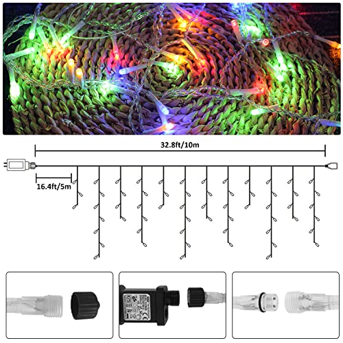 33FT 400 LED Icicle Christmas Lights 64 Drops w/ Remote