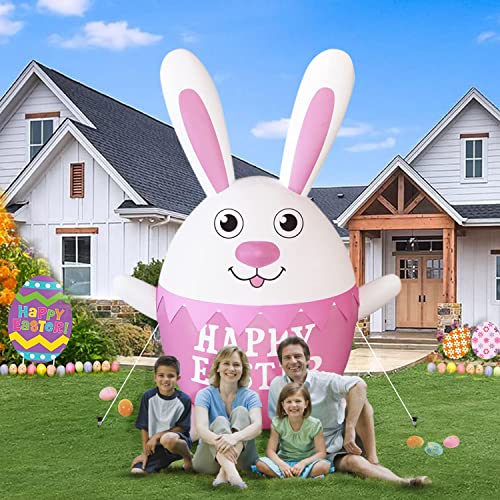 8 FT Easter Inflatable Bunny w/ Built-in Flashing LED Lights