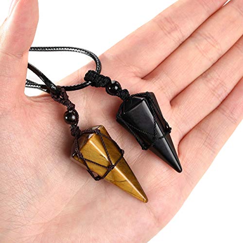 Healing Crystal GemStone Pointed Pendant Necklaces for Men/Women