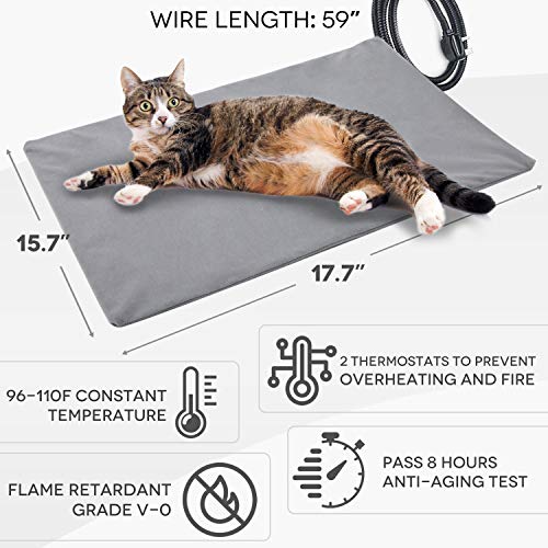 Pet Heating Pad for Cat Dog, Soft Electric Blanket Auto Temperature Control Waterproof (17.7''x15.7'')