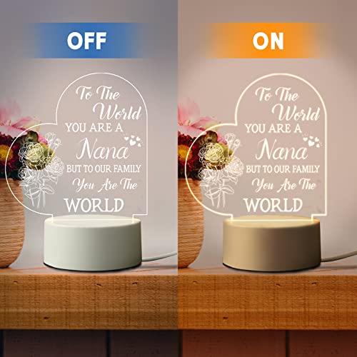 Acrylic USB Low Power Engraved Night Light- Mothers' Day Gifts for Mom & Nana