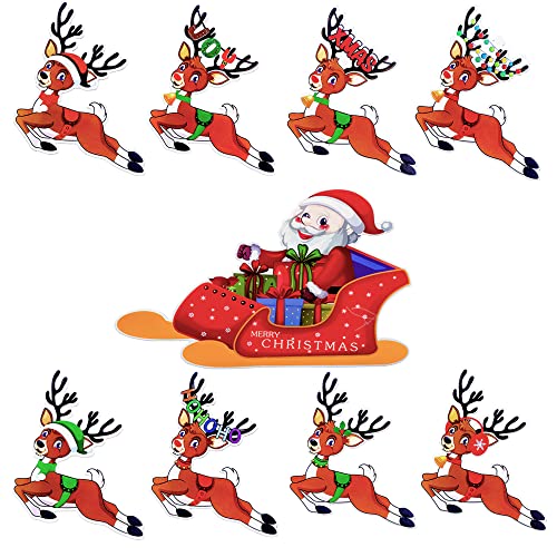 Set of 9 Large Santa's Reindeer Yard Signs Christmas Decoration w/ Stakes