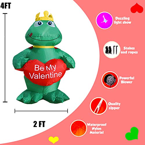 4 Ft LED Light Up Inflatable Valentine's Day Frog Prince Decoration Be My Valentine