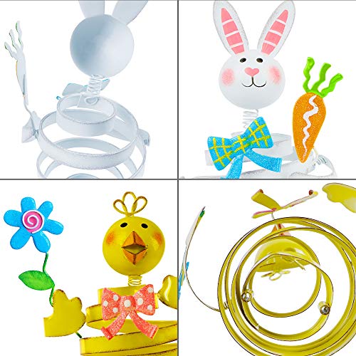 Easter Decorations, 13.8" -2 Cute Easter Metal Bunny & Chick  Figure