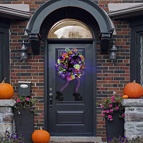 18 by 32 Inch Prelit Wreath Witch Halloween Decoration