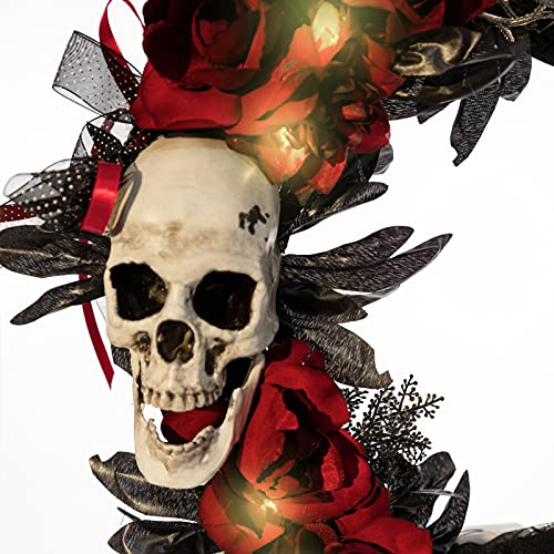Halloween Decorations Light Up Skeleton Wreath